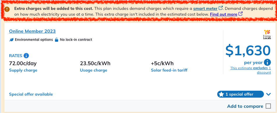 Energy Made Easy can't calculate Demand comparisons